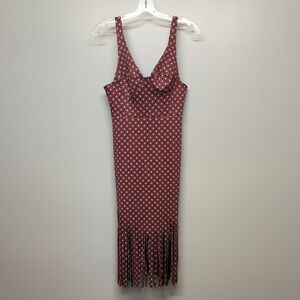 Clover Canyon Red Geometric Fringe Midi Dress